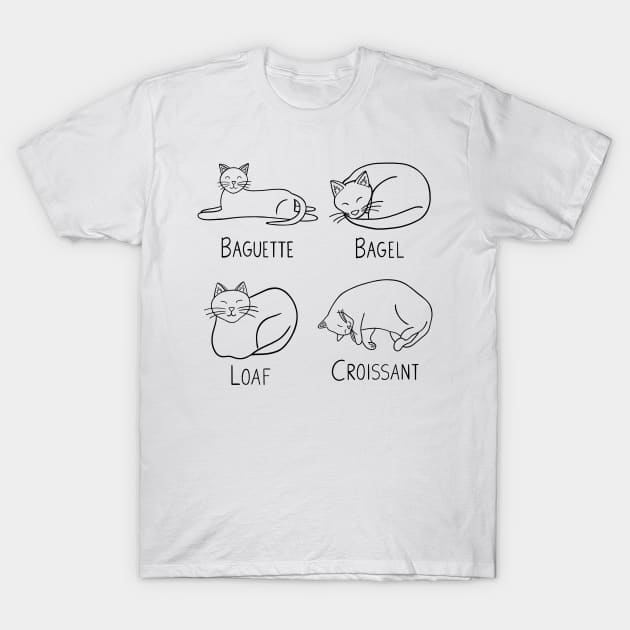 4 Bread Cats (black) T-Shirt by carolinewillustration